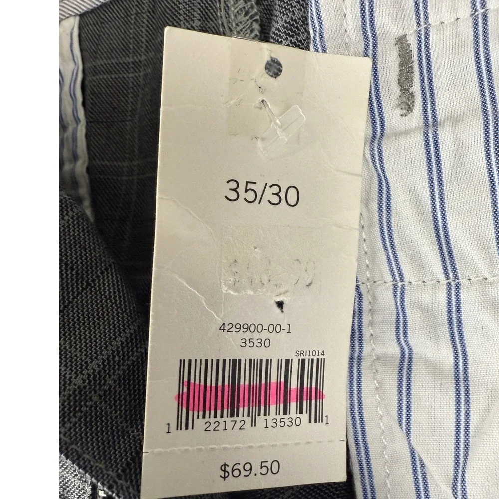 Banana Republic Straight‎ Fit Plaid Dress Pants Mens 35x30 Gray Casual Office